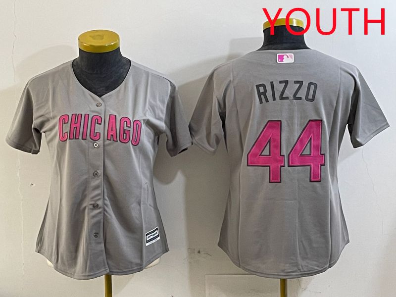Youth Chicago Cubs #44 Rizzo Grey Fashion Game 2025 Nike MLB Jersey style 5->youth mlb jersey->Youth Jersey